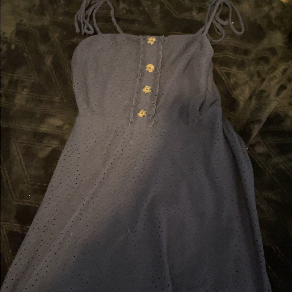 Elegant Blue Eyelet Dress